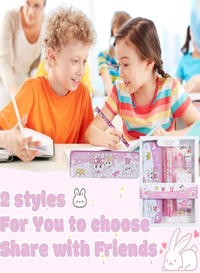 Parssufy® Stationery Set - 12 Pieces School Supplies Kit for Kids - Includes Pencil Case, Pencils, Ruler, Sharpener, Eraser, and Cryon Colors Return Gifting Kids, (Cute Little Bunny) - Image 5